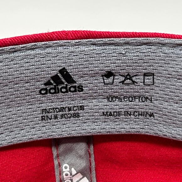 Adidas Climalite Dad Hat Baseball Cap Red Logo Strapback 6 Panel Unstructured - Picture 8 of 10